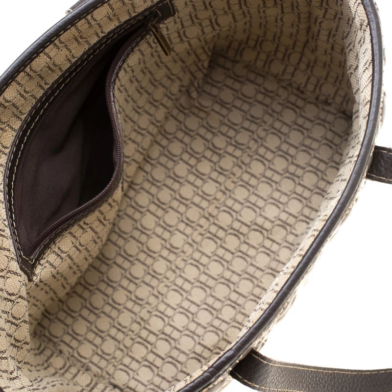 Carolina Herrera Dark Brown Signature Leather Tote Women