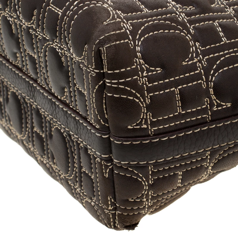 Carolina Herrera Dark Brown Signature Leather Tote Women