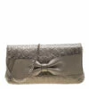 Carolina Herrera Light Grey Leather Bow Shoulder Bag Women