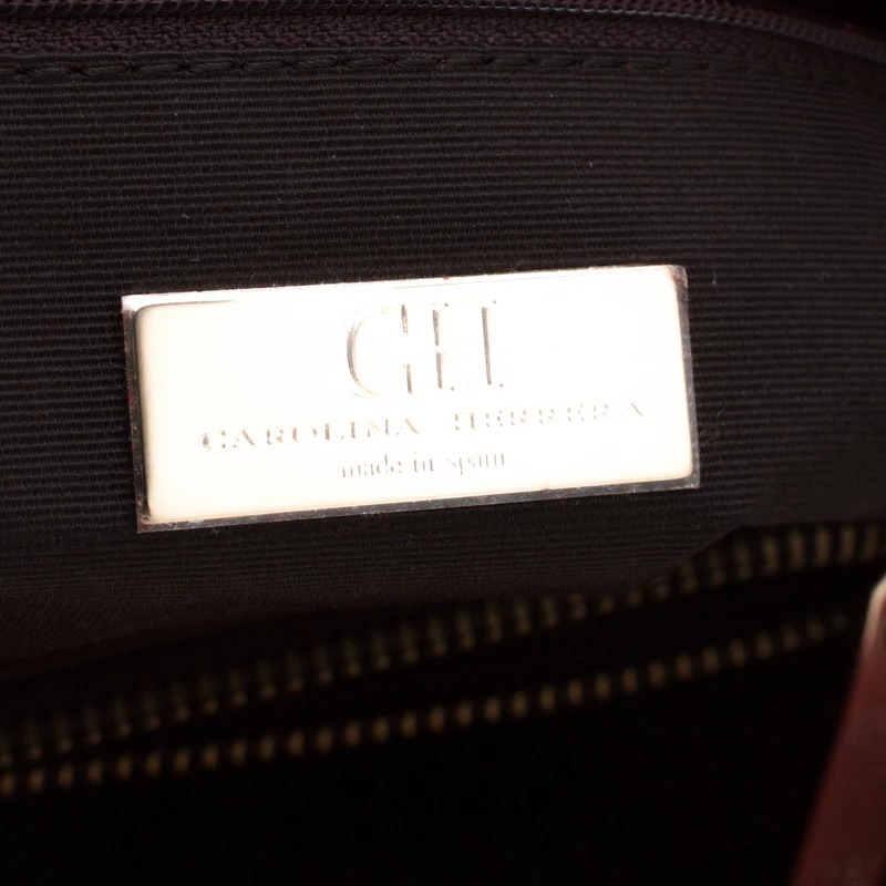 Carolina Herrera Red Monogram Leather Matteo Tote Women