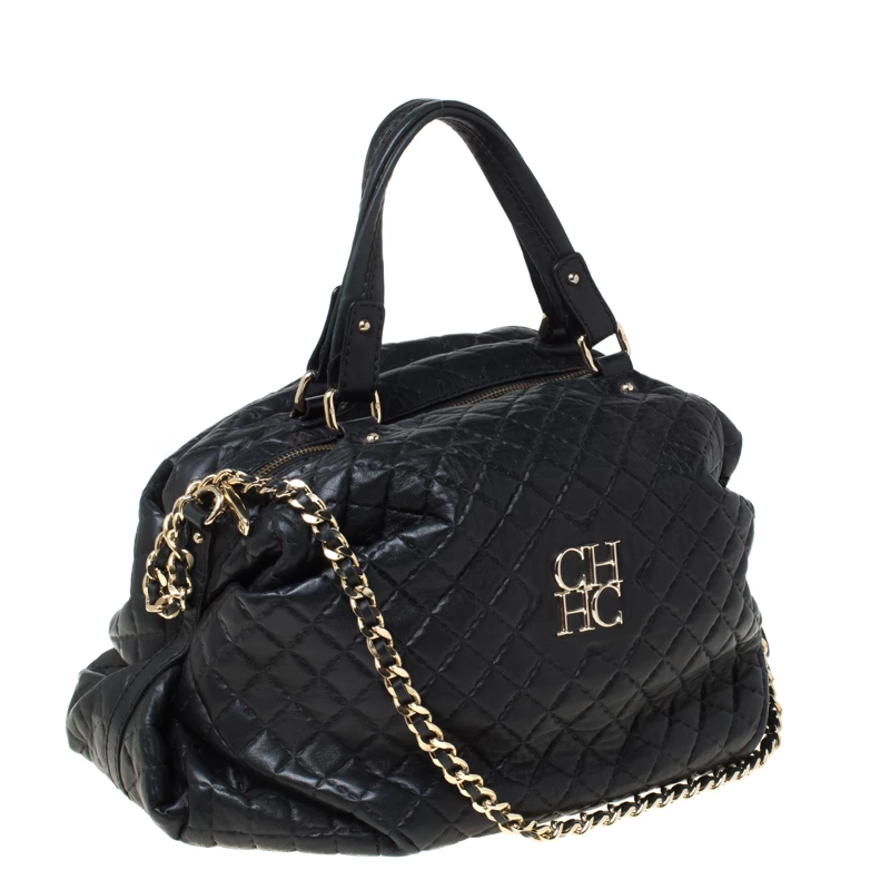 Carolina Herrera Black Quilted Leather Chain Satchel Women 3 Carolina Herrera Black Quilted Leather Chain Satchel Women - Image 3