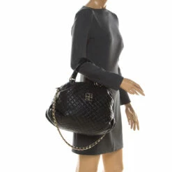 Alternative view of Carolina Herrera Black Quilted Leather Chain Satchel Women