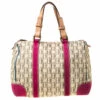 Carolina Herrera Beige Multicolor Canvas Andy Boston Bag Women