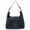 Carolina Herrera Carolina Hererra Navy Blue Pebbled Leather Hobo Women