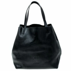 Carolina Herrera Black Leather Matryoshka Tote Women