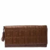 Carolina Herrera Brown Monogram Leather Tassel Continental Wallet Women