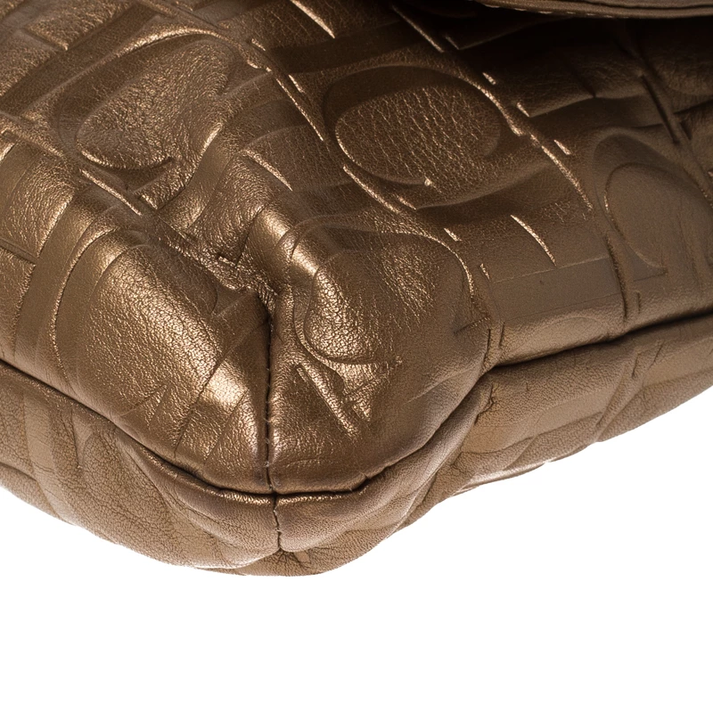 Carolina Herrera Bronze Monogram Leather Audrey Shoulder Bag Women - Brown