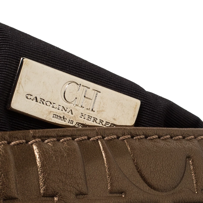 Carolina Herrera Bronze Monogram Leather Audrey Shoulder Bag Women - Brown