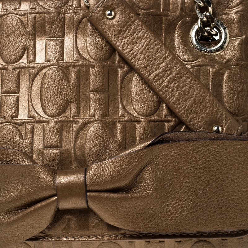 Carolina Herrera Bronze Monogram Leather Audrey Shoulder Bag Women - Brown