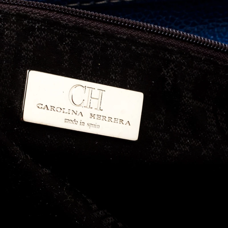 Carolina Herrera Blue Leather Large Matteo Tote Women