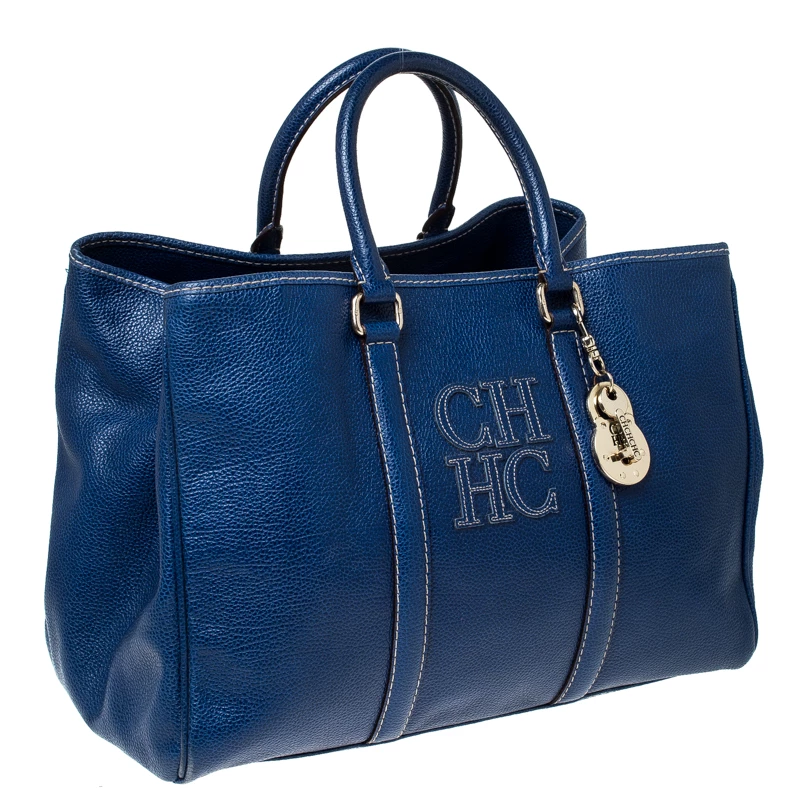 Carolina Herrera Blue Leather Large Matteo Tote Women