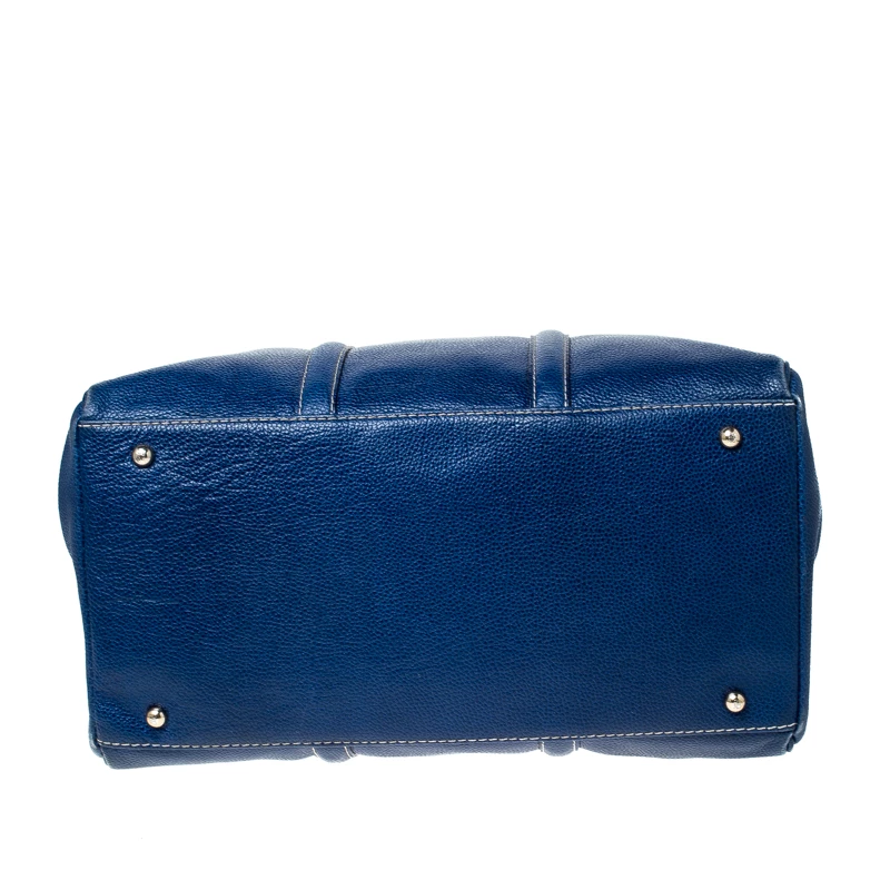 Carolina Herrera Blue Leather Large Matteo Tote Women