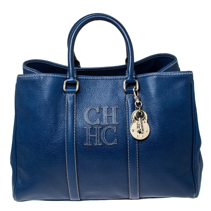 Carolina Herrera Blue Leather Large Matteo Tote Women