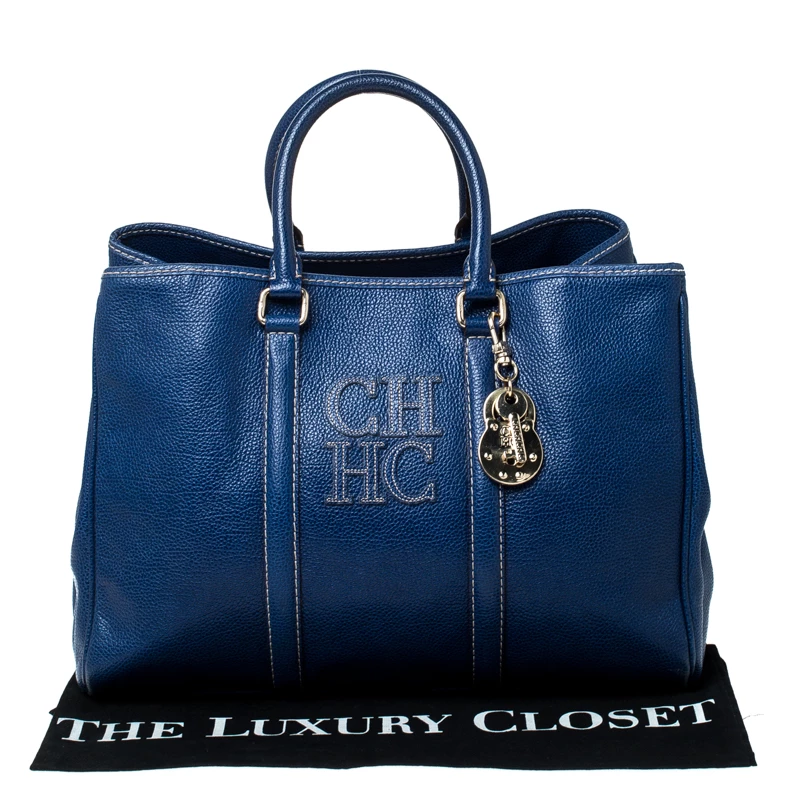 Carolina Herrera Blue Leather Large Matteo Tote Women