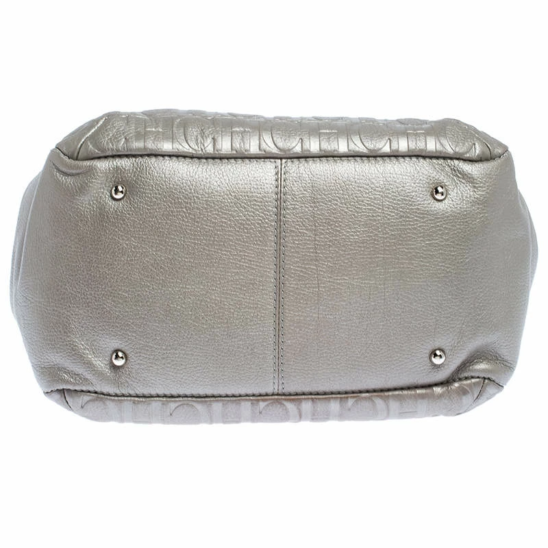 Carolina Herrera Silver Monogram Leather Audrey Tote Women