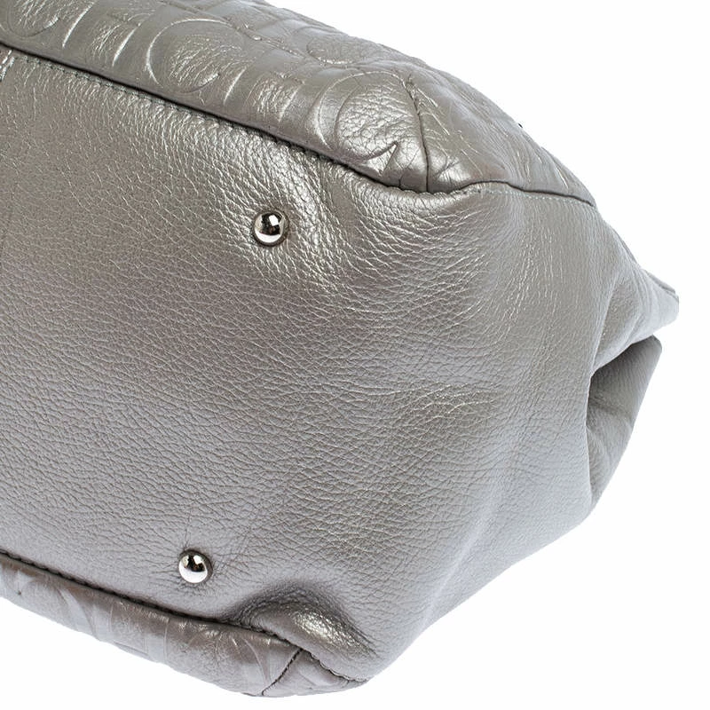 Carolina Herrera Silver Monogram Leather Audrey Tote Women