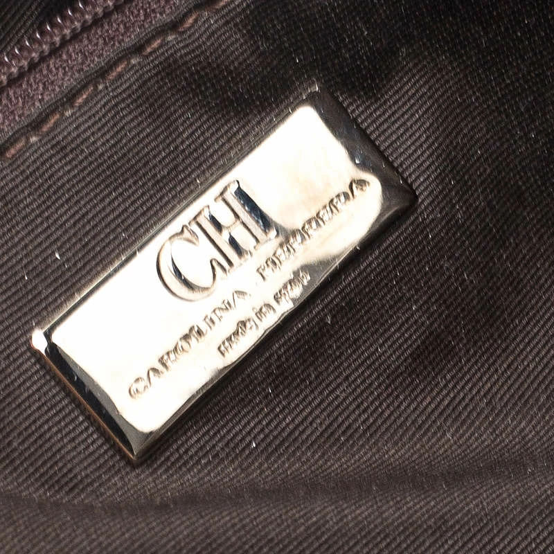 Carolina Herrera Silver Monogram Leather Audrey Tote Women