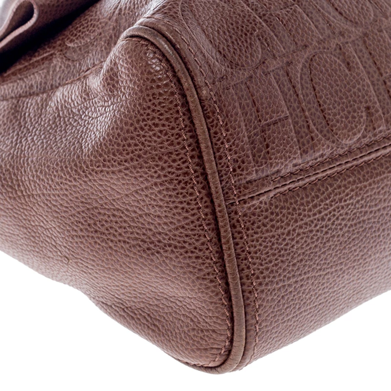 Carolina Herrera Brown Leather Minuetto Flap Top Handle Bag Women