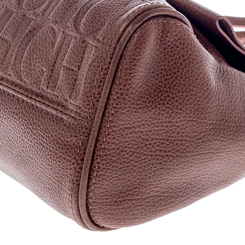 Carolina Herrera Brown Leather Minuetto Flap Top Handle Bag Women