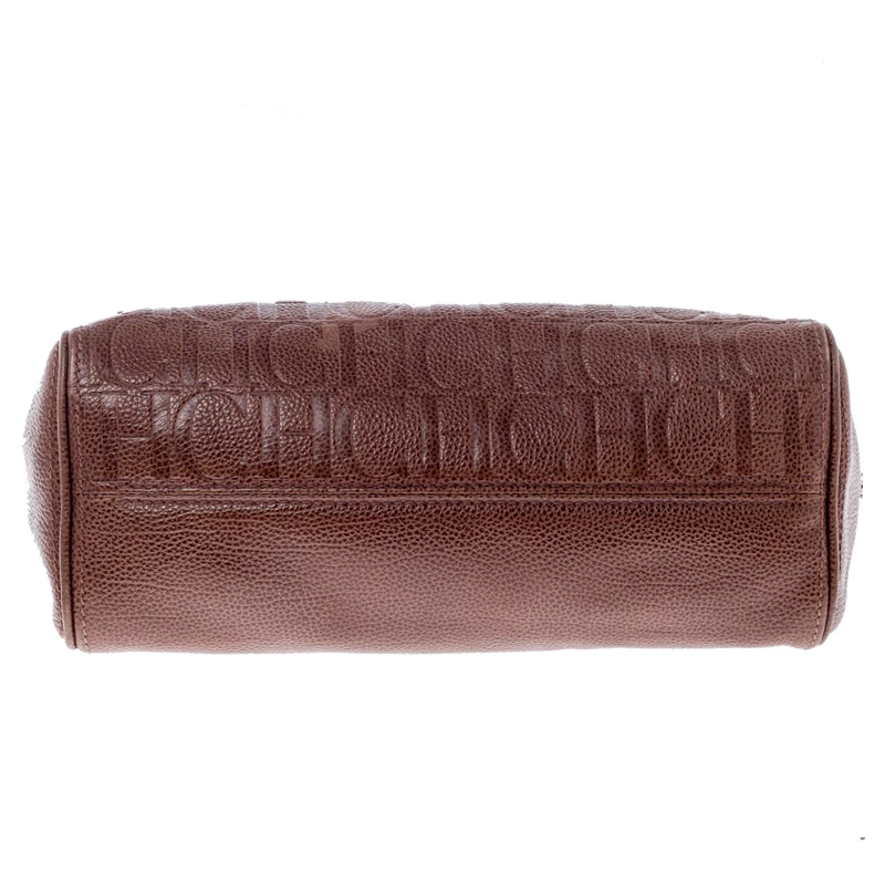 Carolina Herrera Brown Leather Minuetto Flap Top Handle Bag Women