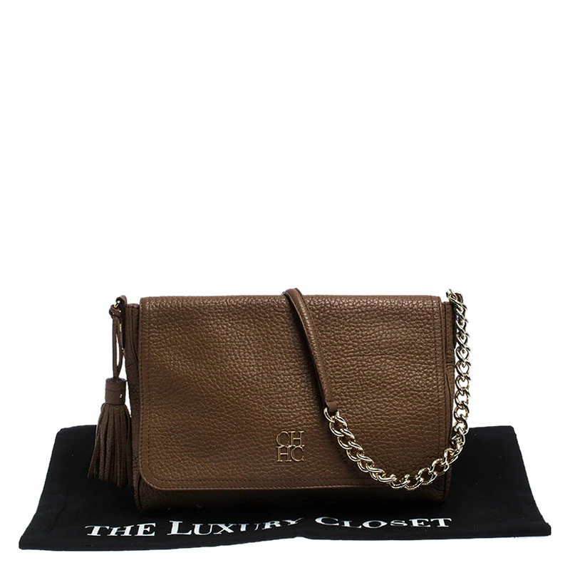 Carolina Herrera Brown Leather Tassel Shoulder Bag Women 9 Carolina Herrera Brown Leather Tassel Shoulder Bag Women - Image 9