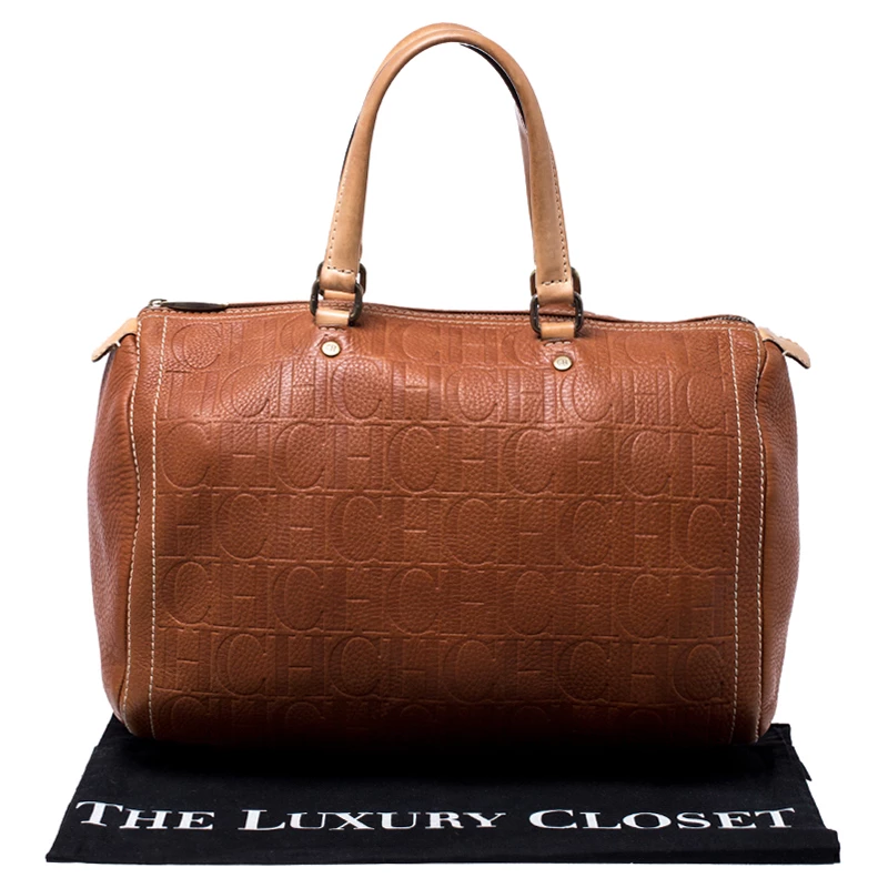 Carolina Herrera Brown Leather Large Andy Boston Bag Women