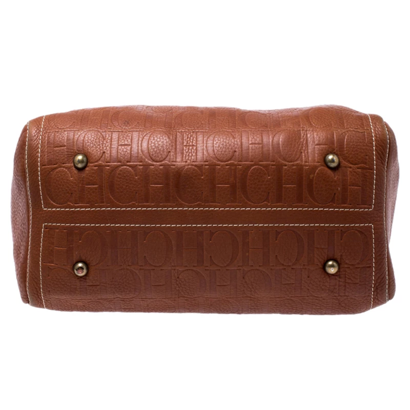 Carolina Herrera Brown Leather Large Andy Boston Bag Women