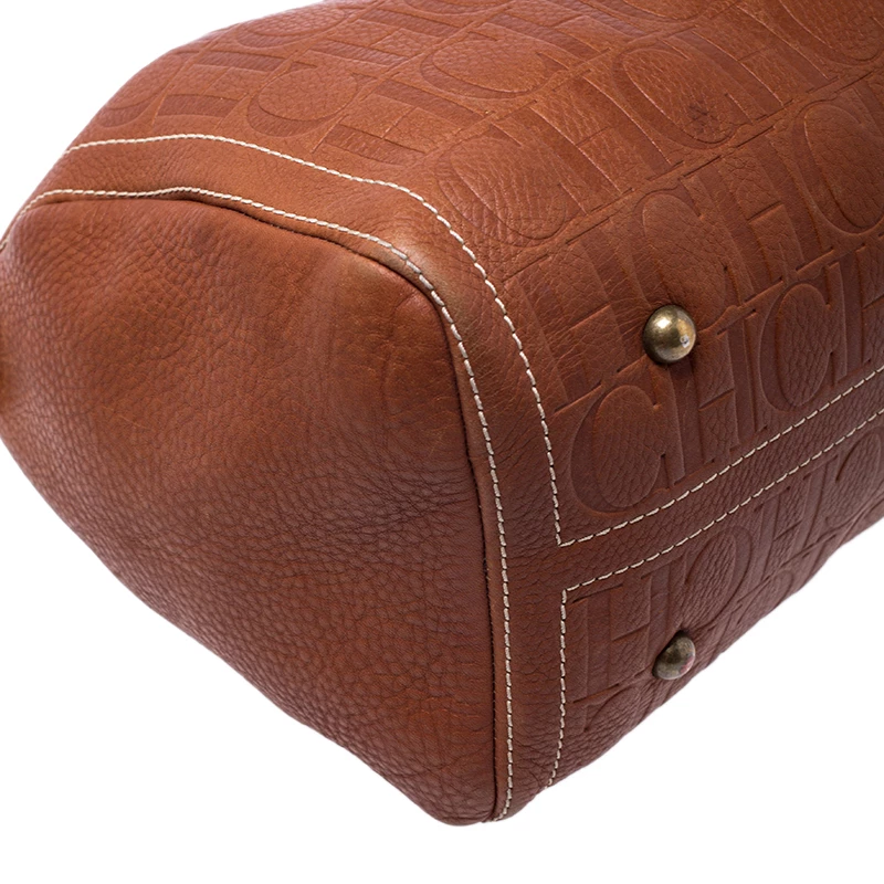 Carolina Herrera Brown Leather Large Andy Boston Bag Women