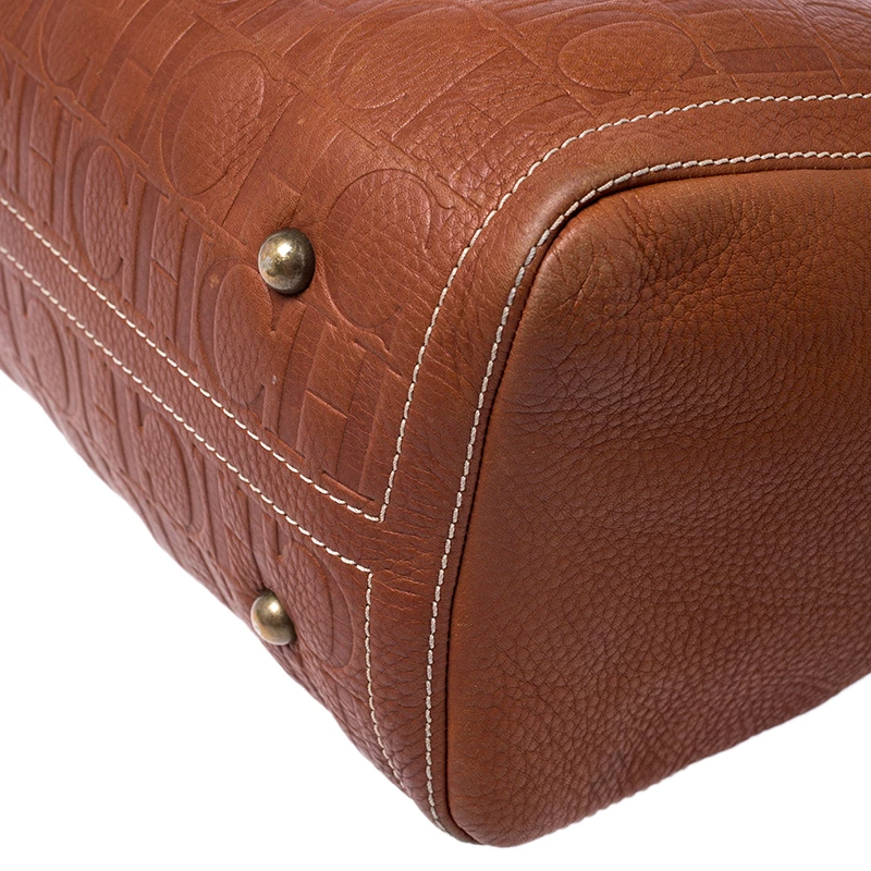 Carolina Herrera Brown Leather Large Andy Boston Bag Women