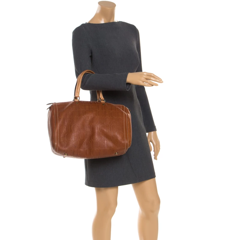 Carolina Herrera Brown Leather Large Andy Boston Bag Women