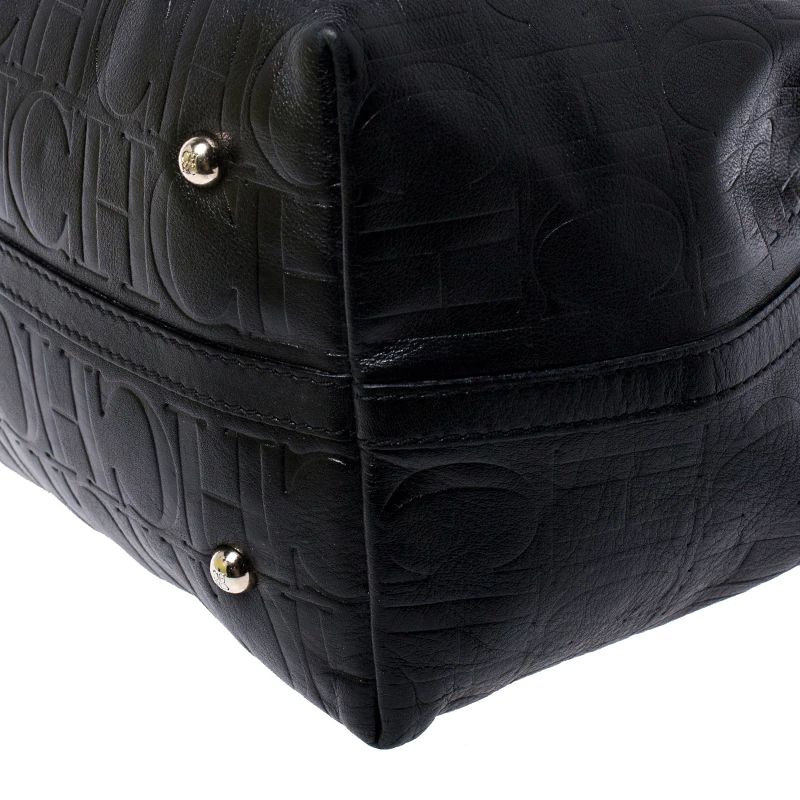 Carolina Herrera Black Monogram Leather Matryoshka Tote Women