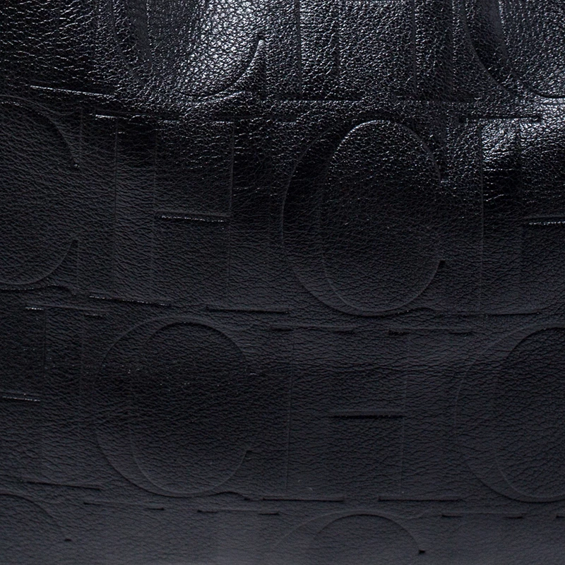 Carolina Herrera Black Monogram Leather Matryoshka Tote Women