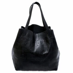 Carolina Herrera Black Monogram Leather Matryoshka Tote Women