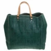 Carolina Herrera Green Monogram Leather Shopper Tote Women