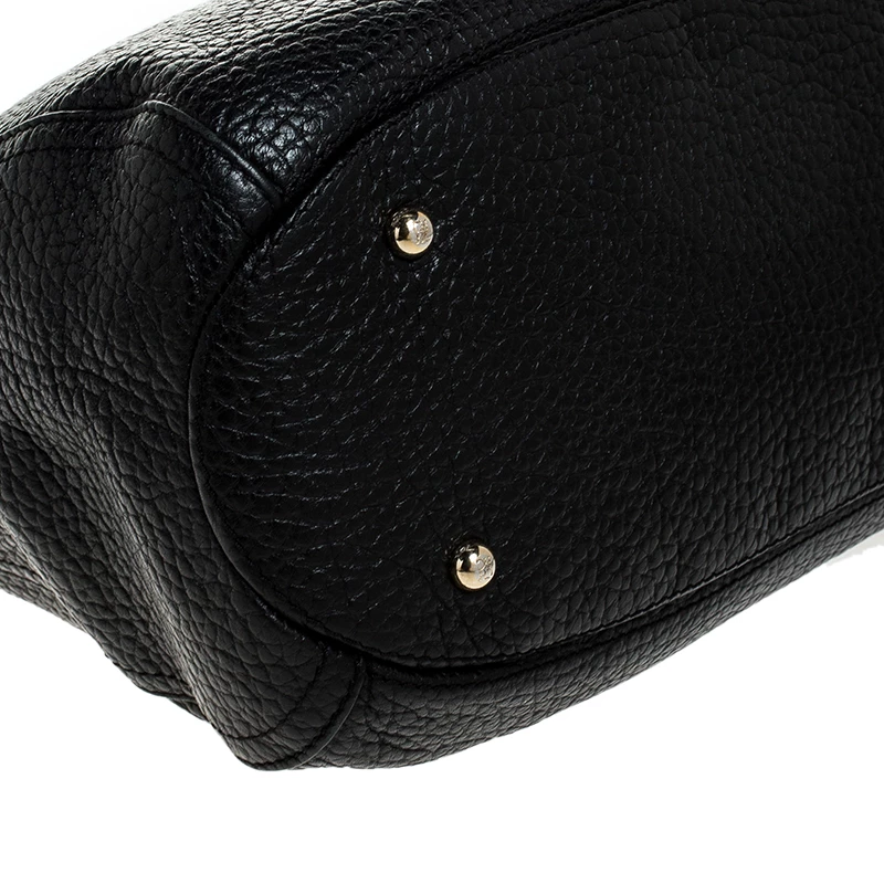 Carolina Herrera Black Leather Tassel Chain Hobo Women