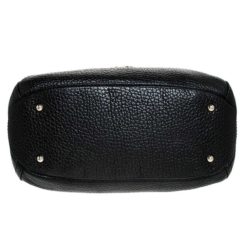 Carolina Herrera Black Leather Tassel Chain Hobo Women