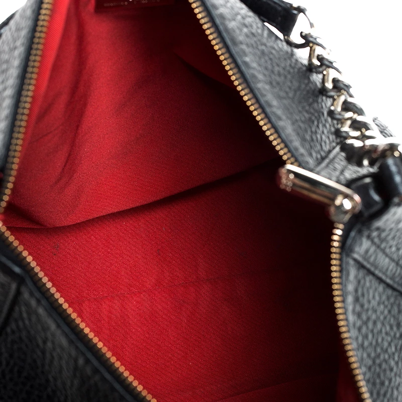 Carolina Herrera Black Leather Tassel Chain Hobo Women