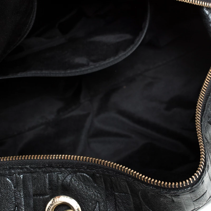 Carolina Herrera Black Monogram Leather Tassel Satchel Women 7 Carolina Herrera Black Monogram Leather Tassel Satchel Women - Image 7