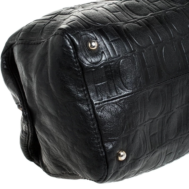 Carolina Herrera Black Monogram Leather Tassel Satchel Women 10 Carolina Herrera Black Monogram Leather Tassel Satchel Women - Image 10