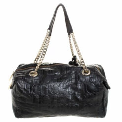 Carolina Herrera Black Monogram Leather Tassel Satchel Women 14 Carolina Herrera Black Monogram Leather Tassel Satchel Women -Carolina Herrera Shop luxury women carolina herrera used handbags p256243 006