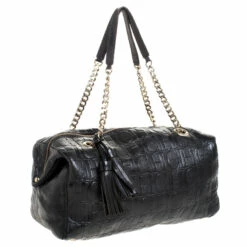 Carolina Herrera Black Monogram Leather Tassel Satchel Women 13 Carolina Herrera Black Monogram Leather Tassel Satchel Women -Carolina Herrera Shop luxury women carolina herrera used handbags p256243 007