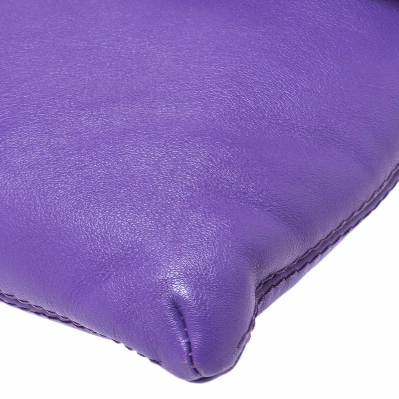 Carolina Herrera Purple Leather Flap Shoulder Bag Women