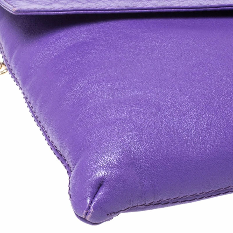 Carolina Herrera Purple Leather Flap Shoulder Bag Women
