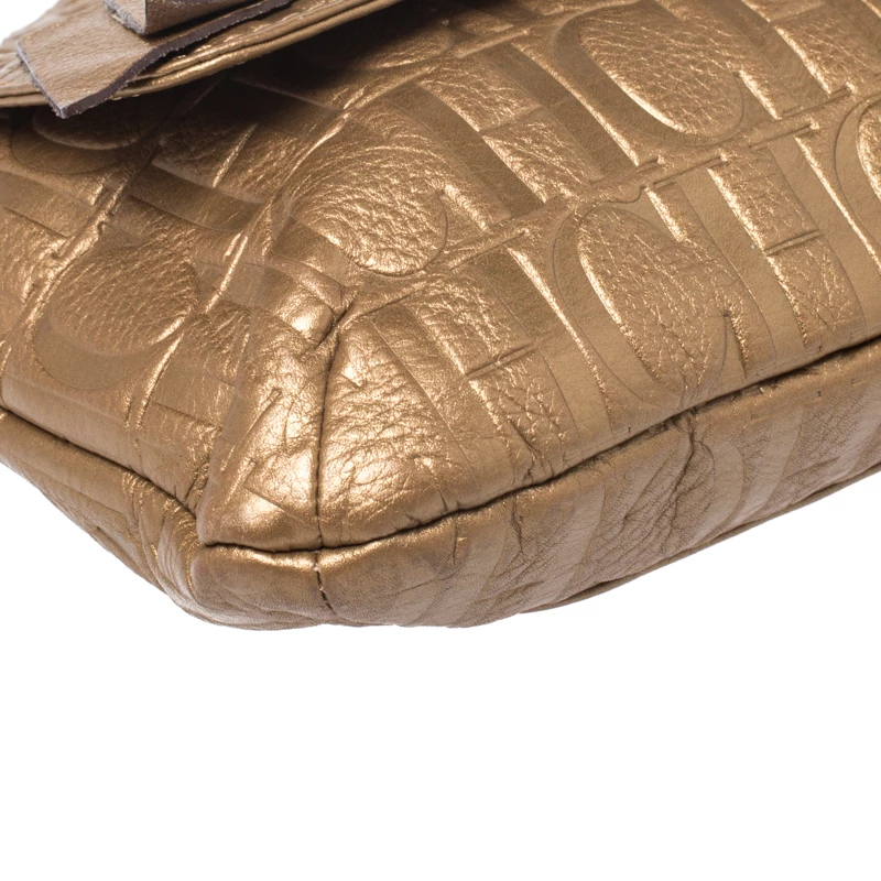 Carolina Herrera Bronze Monogram Leather Audrey Shoulder Bag Women - Brown