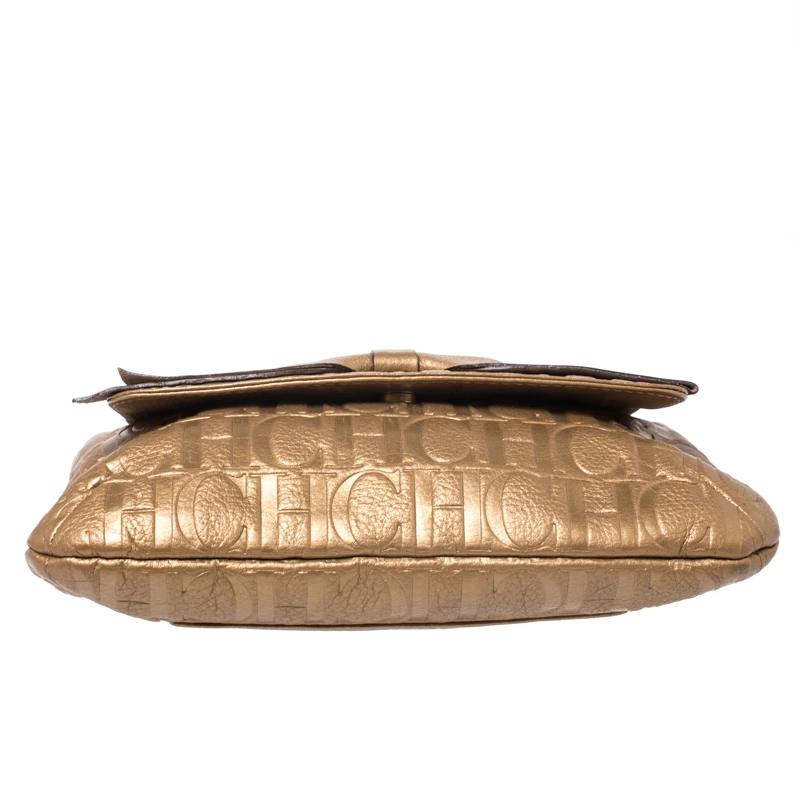 Carolina Herrera Bronze Monogram Leather Audrey Shoulder Bag Women - Brown