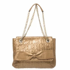 Carolina Herrera Bronze Monogram Leather Audrey Shoulder Bag Women - Brown