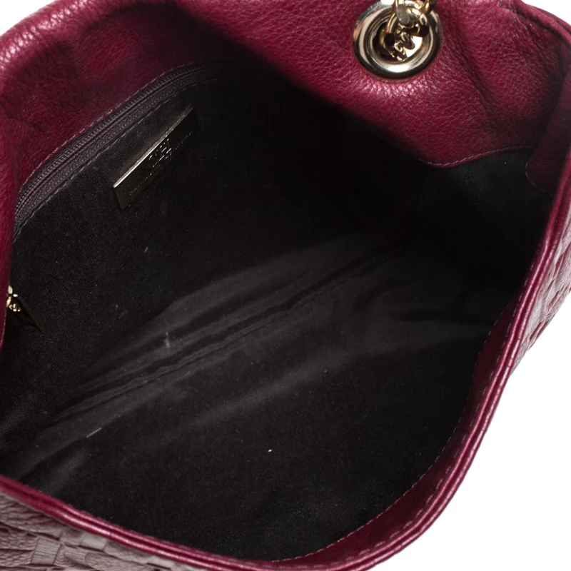 Carolina Herrera Burgundy Monogram Leather Audrey Shoulder Bag Women