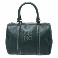 Carolina Herrera Green Leather Andy Boston Bag Women