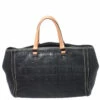 Carolina Herrera Black Monogram Leather Tote Women