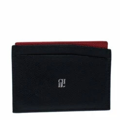 Carolina Herrera Blue/Red Leather Card Holder Women